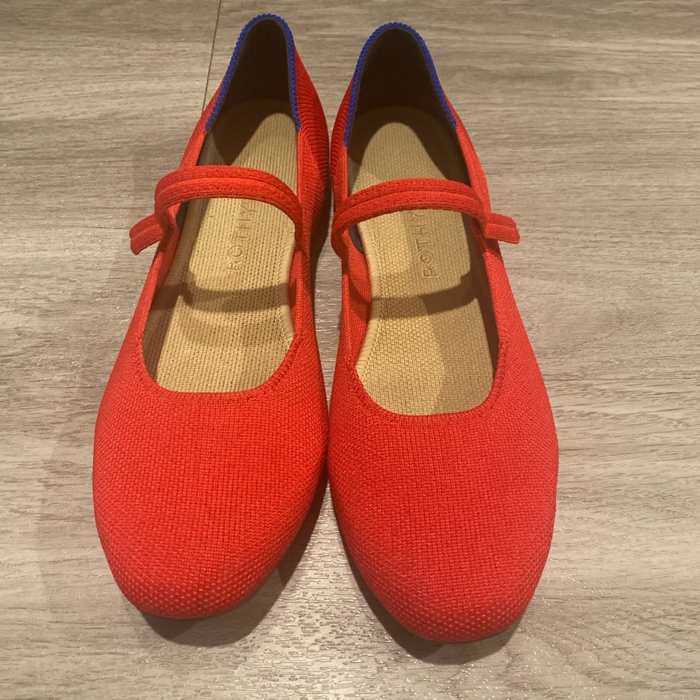 Rothy's Red and Blue Mary Jane Flats